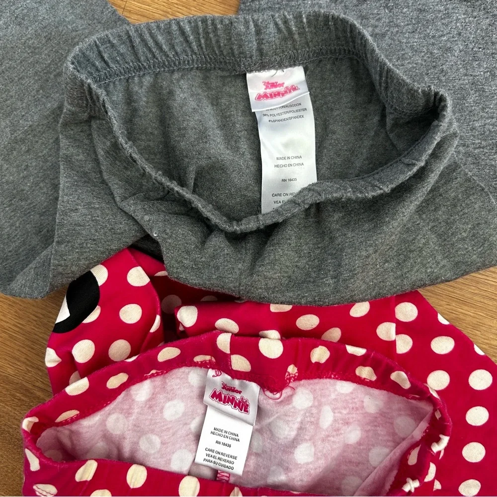 Adorable Pink Minnie Mouse pink polka dots and grey leggings bundle